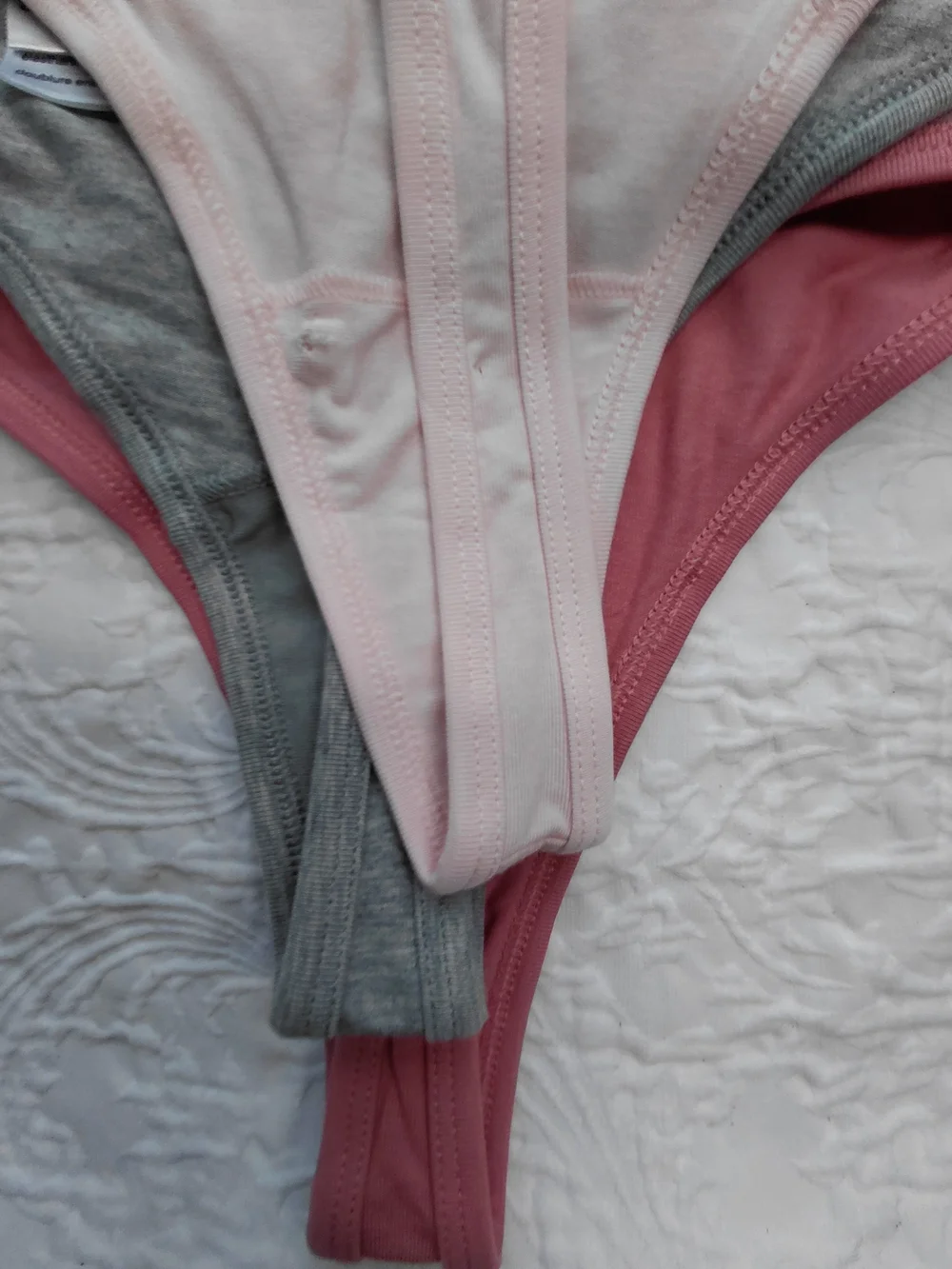 Calvin Klein Pink, Gray & Light Pink Cotton Thong 3 Set Sz L